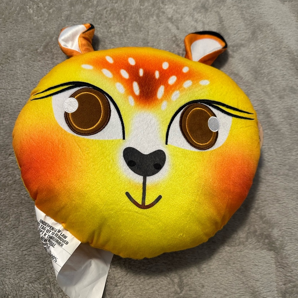 Yellow and Orange Animal Face Pillow